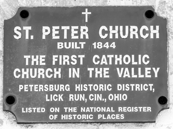 Sign on the front of former St. Peter Church