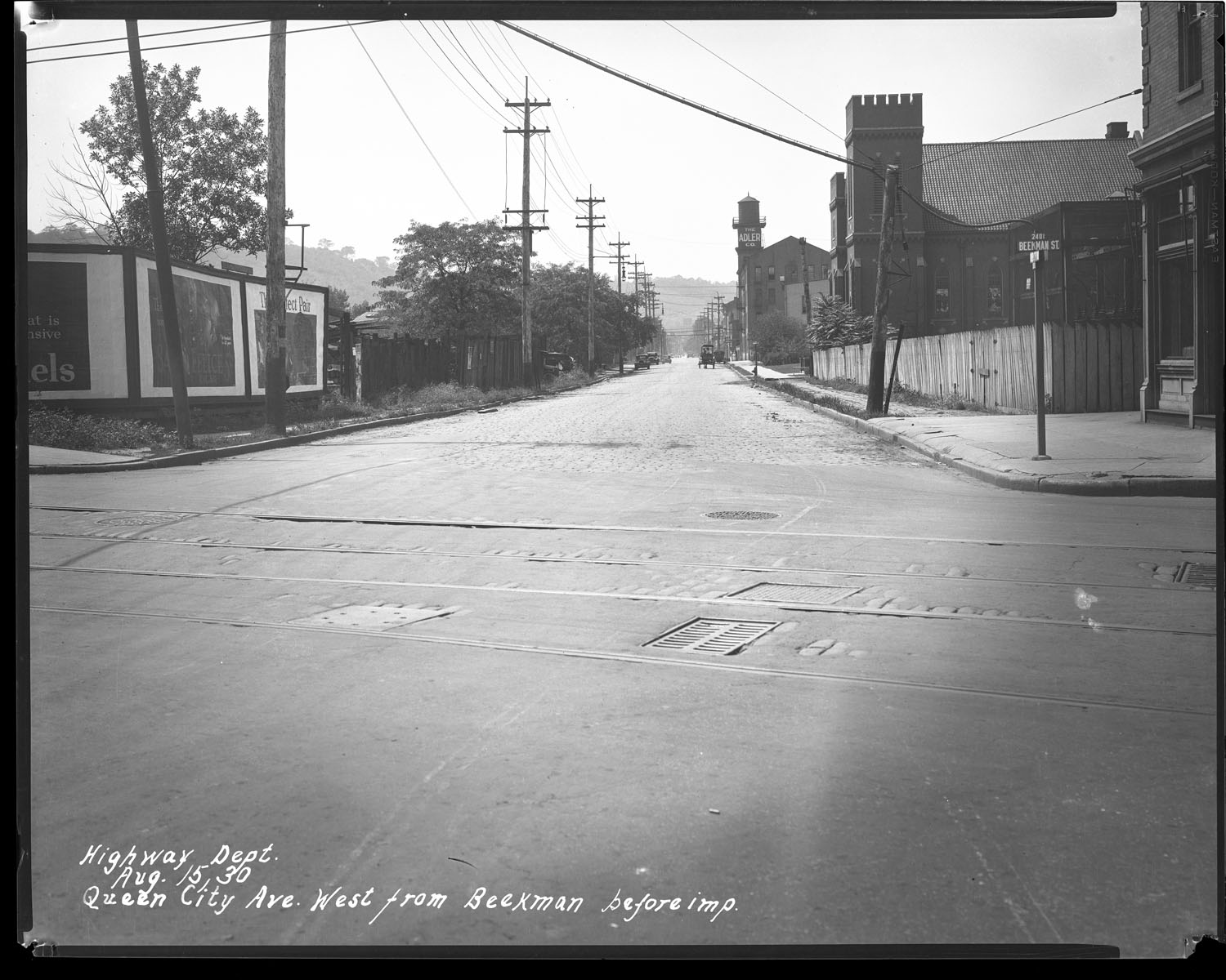 Queen City Avenue looking west from Beekman, 1930